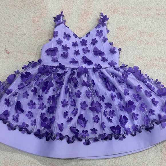 Tulle Purple Floral Kids Dress - Picture 1 of 5